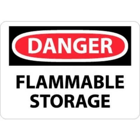 NATIONAL MARKER CO NMC OSHA Sign, Danger Flammable Storage, 10in X 14in, White/Red/Black D534PB